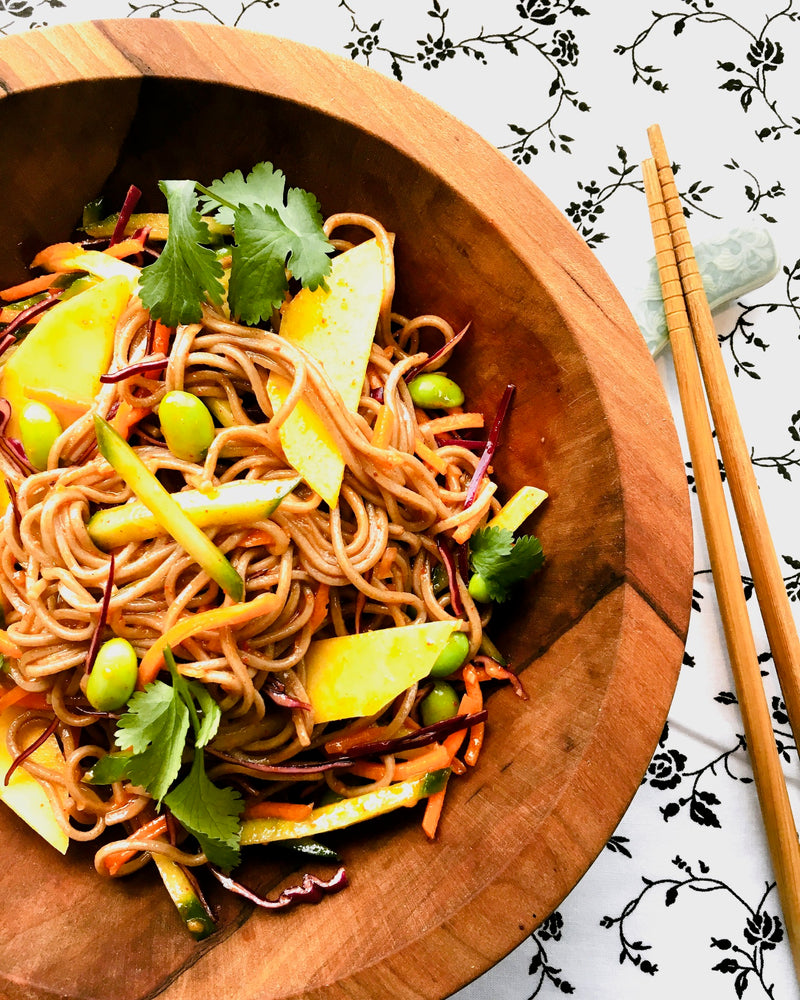 Spicy Soba Noodle Salad with Mango and Cucumber