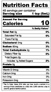 Nutritional label with information about a bottle of Sinto Gourmet's vegan, non GMO, and gluten free Korean Gochujang Hot Sauce in a Tangy Apple flavor.